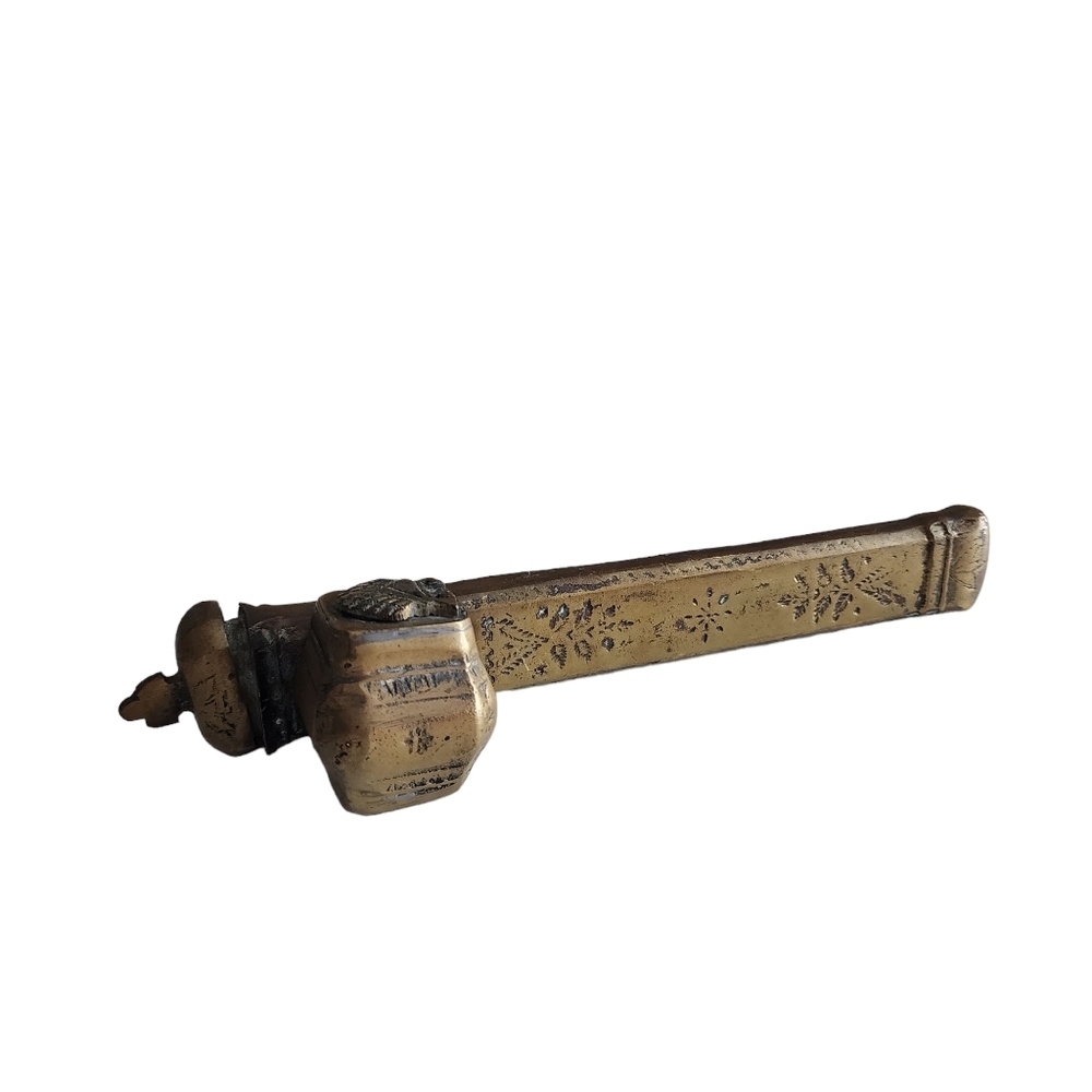 ANTIQUE brass Middle Eastern travlers inkwell‎ and quill case